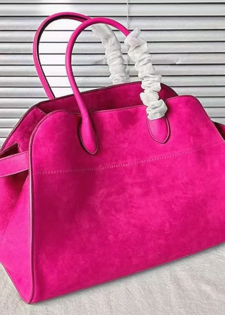 Large capacity burgundy suede handbag, fashionable.