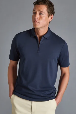 Men's short sleeve zip polo shirt