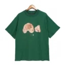Green T-shirt Large Size: Tide T-shirt Design with Plastic Printed Chest Letters, Casual Short Sleeve 100% Pure Cotton T-shirt for Men and Women