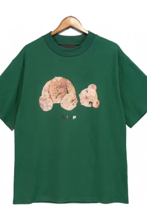 Green T-shirt Large Size: Tide T-shirt Design with Plastic Printed Chest Letters, Casual Short Sleeve 100% Pure Cotton T-shirt for Men and Women
