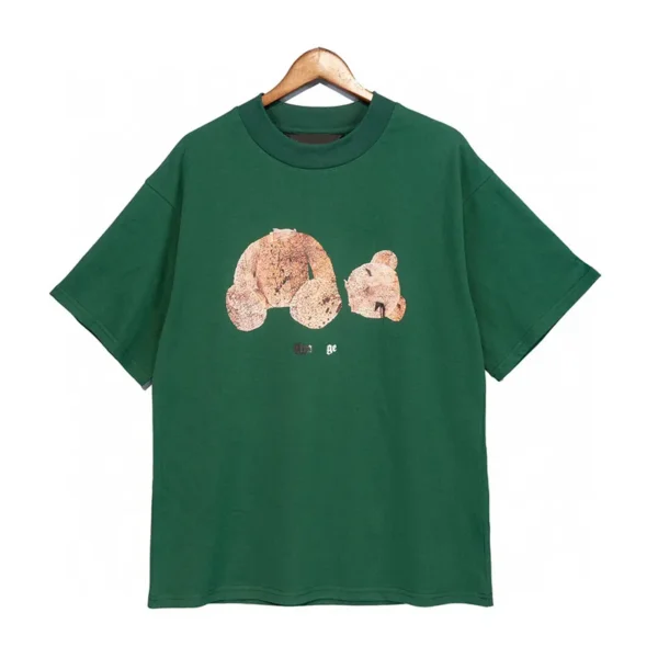 Green T-shirt Large Size: Tide T-shirt Design with Plastic Printed Chest Letters, Casual Short Sleeve 100% Pure Cotton T-shirt for Men and Women