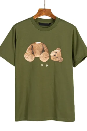 Seaweed Green T-shirt Large Size: Tide T-shirt Design with Plastic Printed Chest Letters, 100% Pure Cotton Short Sleeve Casual T-shirt for Men and Women