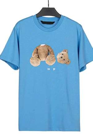 Blue T-shirt Large Size: Tide T-shirt Design with Plastic Printed Chest Letters, 100% Pure Cotton Short Sleeve Casual T-shirt for Men and Women