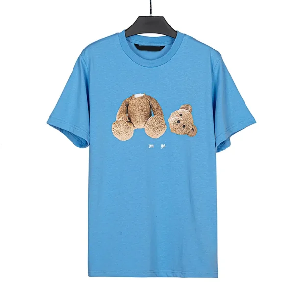 Blue T-shirt Large Size: Tide T-shirt Design with Plastic Printed Chest Letters, 100% Pure Cotton Short Sleeve Casual T-shirt for Men and Women