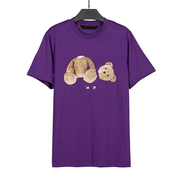 Large Size Purple T-shirt: Tide T-shirt with Printed Chest Letters, 100% Pure Cotton Short Sleeve Casual T-shirt for Men and Women