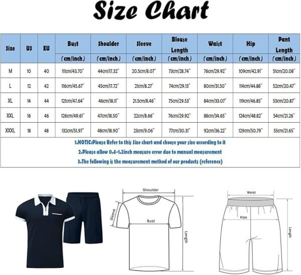 Mens Short Sleeve Casual Polo Shirt and Shorts Sets Lightweight Tropical Holiday Quick Dry Flap Pocket T Shirts Linen V Neck Stitching Stars Funky Modern Fit Dress Shirt for Men. - Image 3